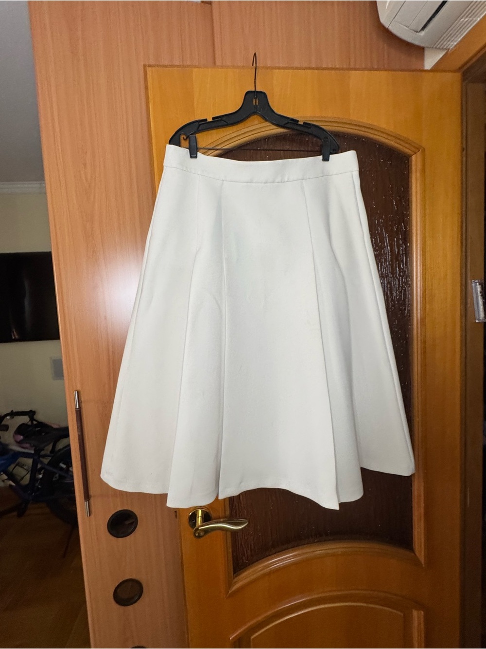 Zara Cream A-Line pleated Flared Skirt Sz XL